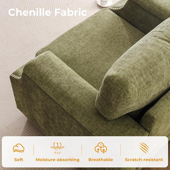 Oversized Accent Chair Set of 2 with Seat Storage,Comfy Living Room Chairs with Armrest Organizer,Oversize Armchair,Big Reading Chair,Sofa Chairs for Bedroom,Velvet,Green
