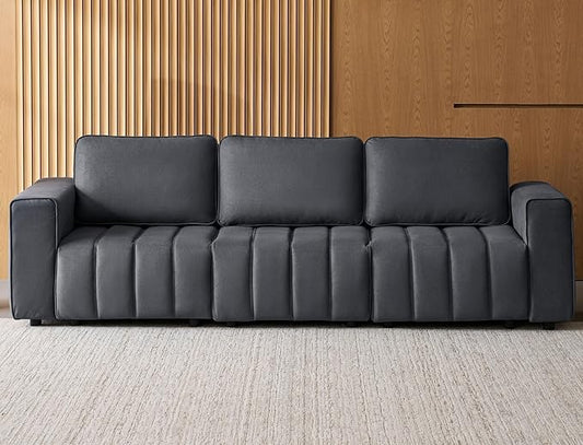 LINSY HOME 107" Modern Sofa Couches for Living Room, Modular Sectional Loveseat Sofa with Anti Cat Stretch Fabric and Metal Frame, Comfy 3 Seater Loveseat Oversized, Easy Assembly, Grey