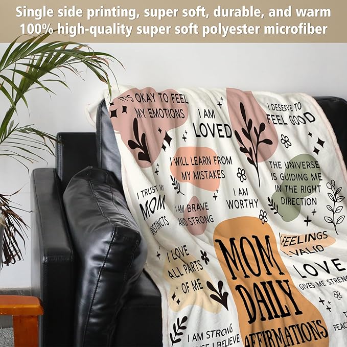 BaubleDazz First Mothers Day New Mom Gifts Blanket, Mama Daily Affirmations, Postpartum Pregnancy Gift for First Time Moms, Mommy to Be, Mama, New Mom Essentials, Birthday Gifts for Moms(80" x 60")