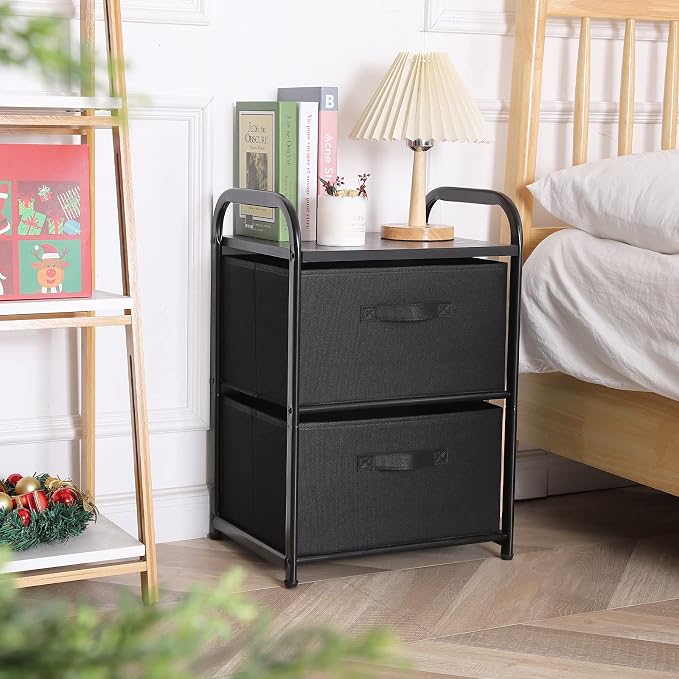 MAX Houser Dresser for Bedroom with 2 Drawers, Wide Chest of Drawers, Fabric Dresser, Storage Organizer Unit with Fabric Bins for Closet, Living Room, Hallway, Nursery,Black - Image 2