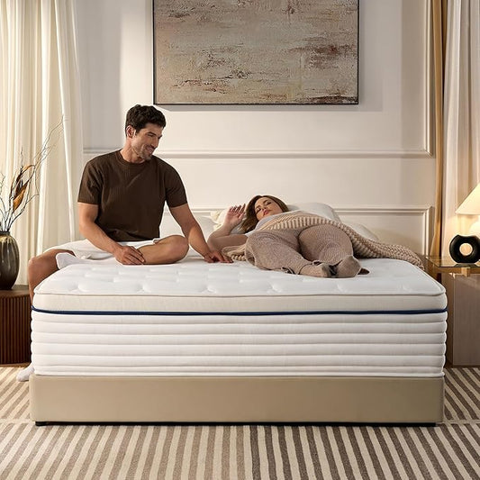 Full Size Mattress 12 Inch, Firm Hybrid Mattress with Memory Foam & Individually Wrapped Pocket Coils, Pressure-Relieving Support & Motion-Reducing Design