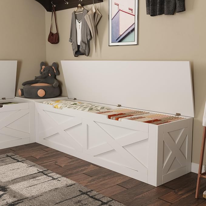 Bobve L-Shape Storage Bench with Cushion, Backless Corner Dining Bench, Kitchen Dining Nook Bench with Hidden Storage for Dining Room, Kitchen, Entryway (White+Grey) - Image 6
