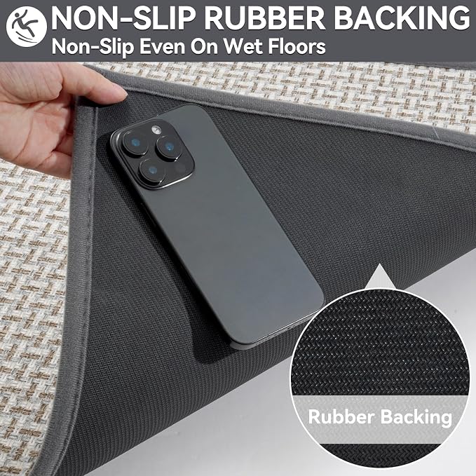 YDKGL Door Mat 31"x47", Dirt Resistant and Absorbent, Non-Slip Rubber Backing Floor Mats, Easy Clean Low-Profile Doormat for Entryway, Front Door, Inside Entrance, Gray - Image 6