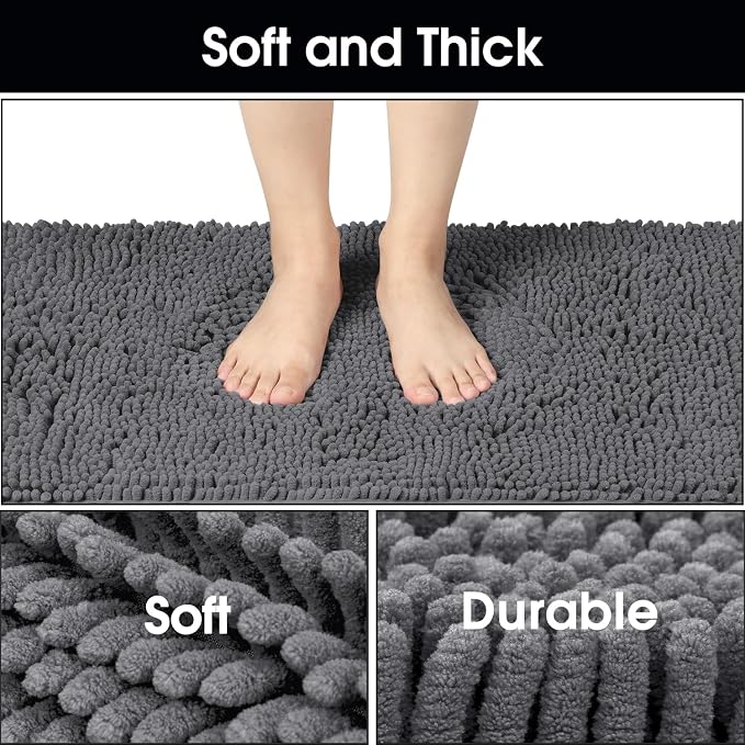 HOMEIDEAS Doormat Indoor Entrance, 60"x36", Absorbent Washable Non Slip Muddy Dog Front Welcome Door Floor Mat for Entryway (Cute Two Paw Print, Grey) - Image 4