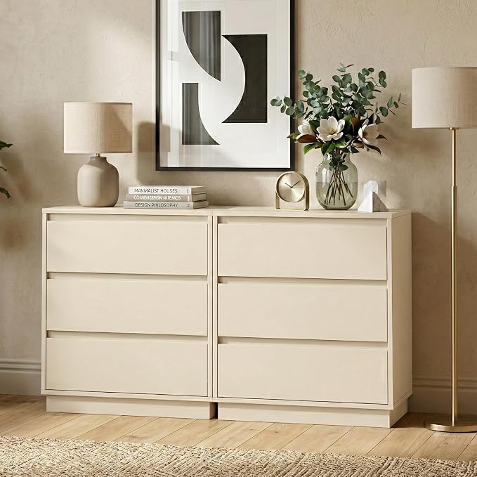 RoyalCraft Nightstand with 3 Drawers Storage, 23.6" Modern Night Stand for Bedroom, Large Bedside Table, End Table for Closet, Beige - Image 7