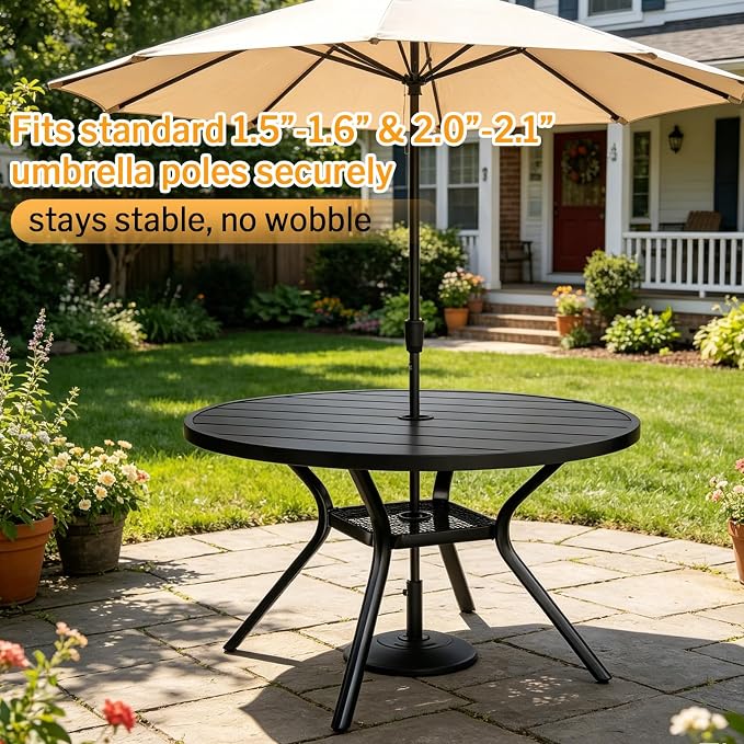MEOOEM 5 Piece Patio Table Set for 4, Modern Round Outdoor Table and Swivel Chairs 450LBS, All Weather Heavy Duty Outdoor Patio Table and High Back Chairs for Outside, Deck, Garden, Backyard, Grey - Image 5