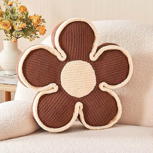 Kcvvcr Soft Shaped Floor Cushion, Decorative Throw Pillow, Seating Cushion, Room Decor Plush Pillows for Sofa Couch Bed (17.7 Inch, Brown)