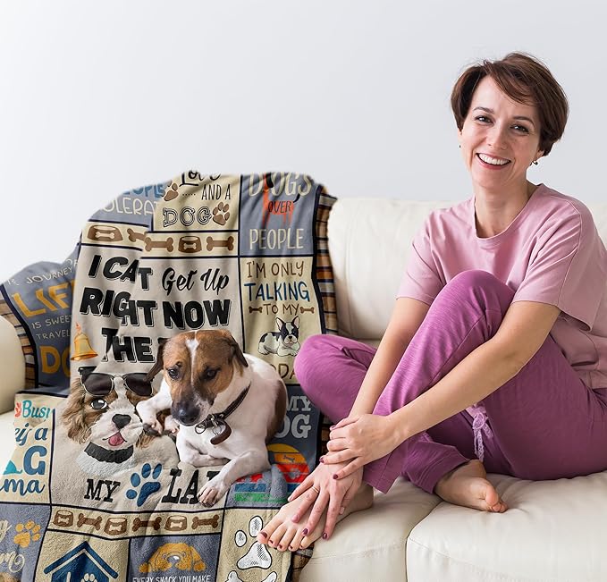 Mothers Day Dog Mom Gifts for Women, Dog Lovers Gifts, Presents for Dog Lovers/Moms Women, Doggie Blanket 50"x60", Presents from Doggie to Mom