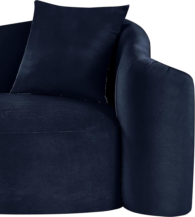 Meridian Furniture 44052Navy-S Destin Collection Modern | Contemporary Sofa with Ultra Luxe Navy 460 GSM Velvet, Rich Curves, 91" W x 34.5" D x 31" H, Navy