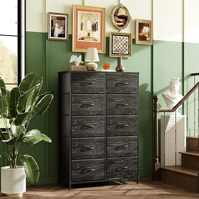 WLIVE Tall Dresser with 10 Drawers, Dressers & Chest of Drawers, Dresser for Closet, Bedroom, Hallway, Living Room, Entryway, Black - Image 4