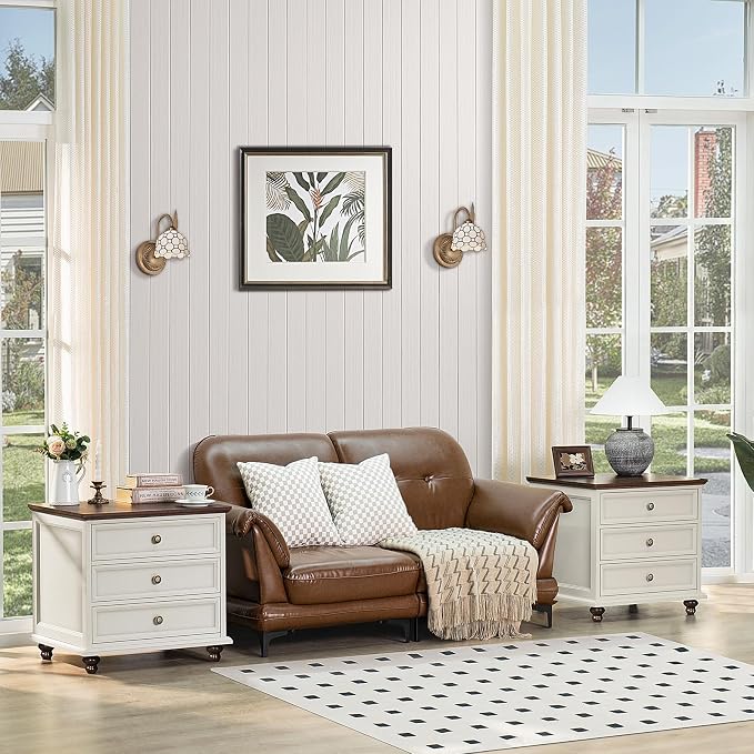 Joaxswe 24" Wide Farmhouse Night Stand Set of 2,Large End Table with 3 Drawers & Metal Handle,White Wood Dresser for Bedroom, Bed Side Table Chest of Drawers Cabinet, Nightstand for Living Room,Closet - Image 6