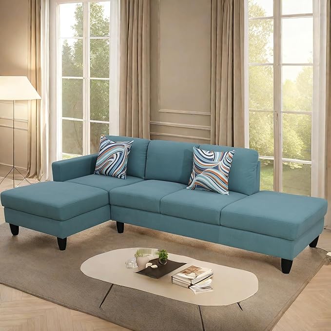 L Shaped Sectional Modern Sofa - Convertible Leather Sleeper Bed Couch Set with Reversible Chaise, Lounge Modular Cloud Couch for Living Room Apartment