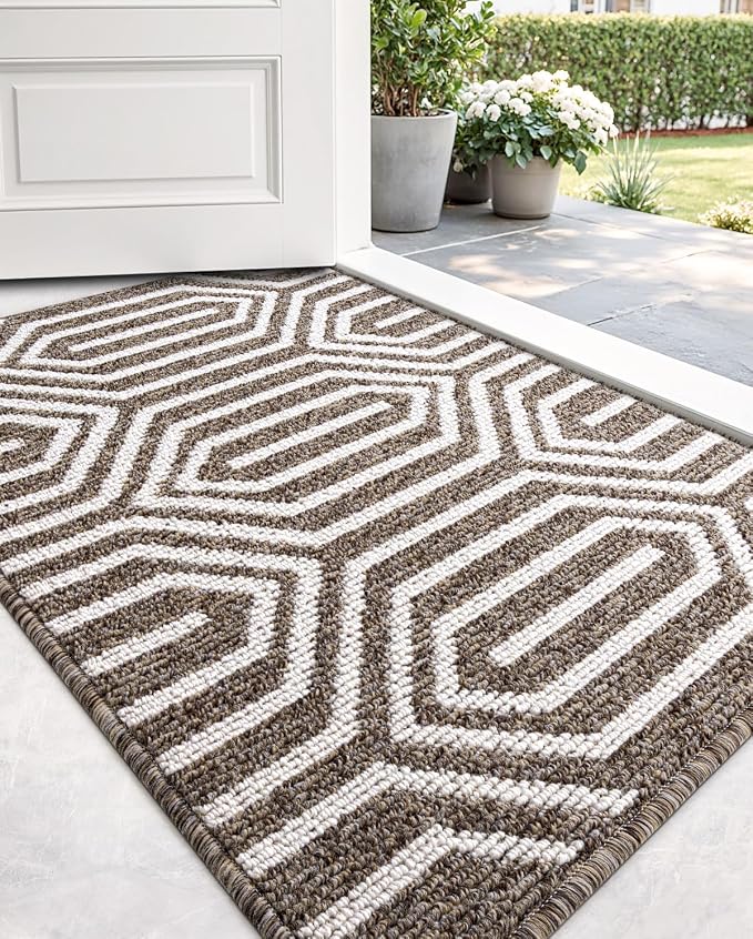 DEXI Front Door Mats for Entryway, 32x48 Non Slip Washable Low-Profile Entry Doormat, Absorbent Resist Dirt Inside Floor Entrance Mat, Patio, Brown - Image 8