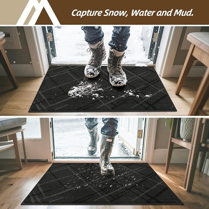 COSY HOMEER Front Door Mat Low Profile Non-Slip Doormat for Entryway, Absorbent Dirt Trapper Washable Entrance Mat, Sturdy Polyester Doormats (48"x32", Dark Gray) - Image 2