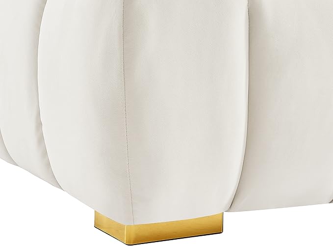 Meridian Furniture 670Cream-L Gwen Collection Modern | Contemporary Velvet Upholstered Loveseat with Deep Biscuit Tufting