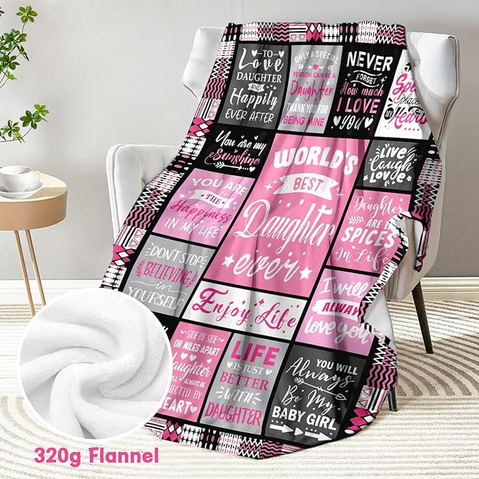 Daughter Mothers Day Birthday Gifts from Mom Dad - World's Best Daughter Ever Gifts - Teen Girl Gifts Trendy Stuff - Graduation Presents for Daughters Adult - Daughters Life Blanket 50"x60"