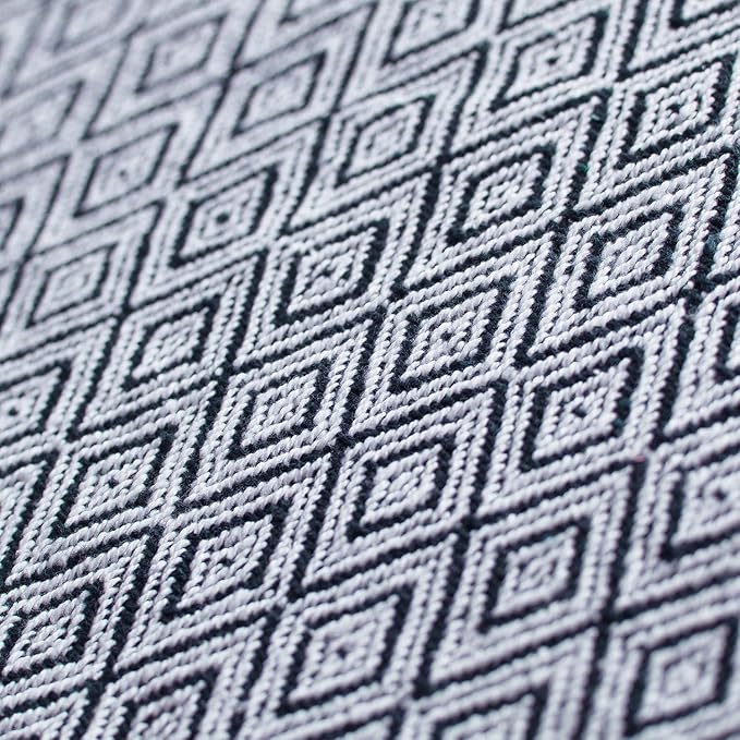 Americanflat 50x60 Throw Blanket - Soft and Breathable Cotton Throw Blanket for Couch, Bed, Chair - Decorative Blankets Perfect for Home or Outdoor Use - Navy Blue and White Double Diamond Design