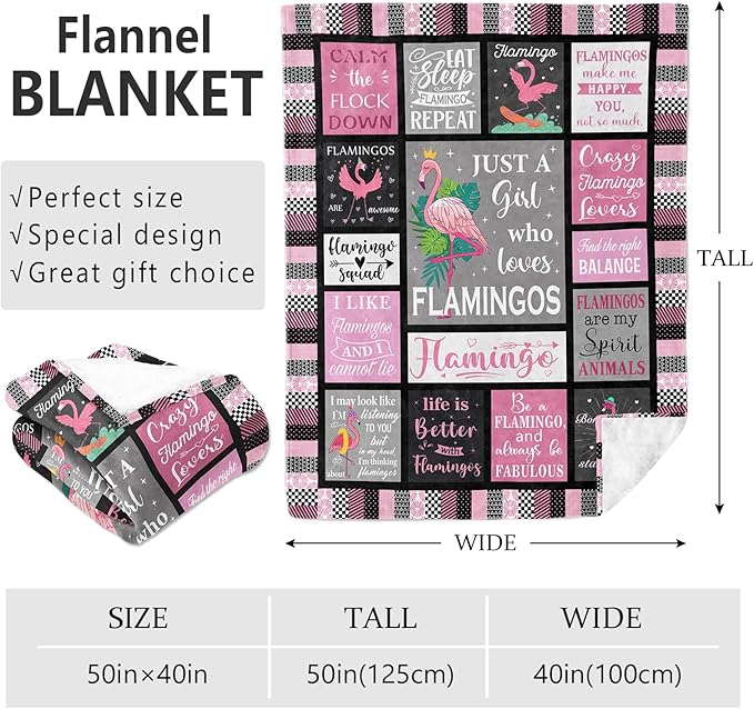 Flamingo Gifts Blanket 50"x40", Pink Flamingo Gifts for Women Girl Unique, Flamingos Decor, Christmas Birthday Gift Ideas for Flamingos Lovers