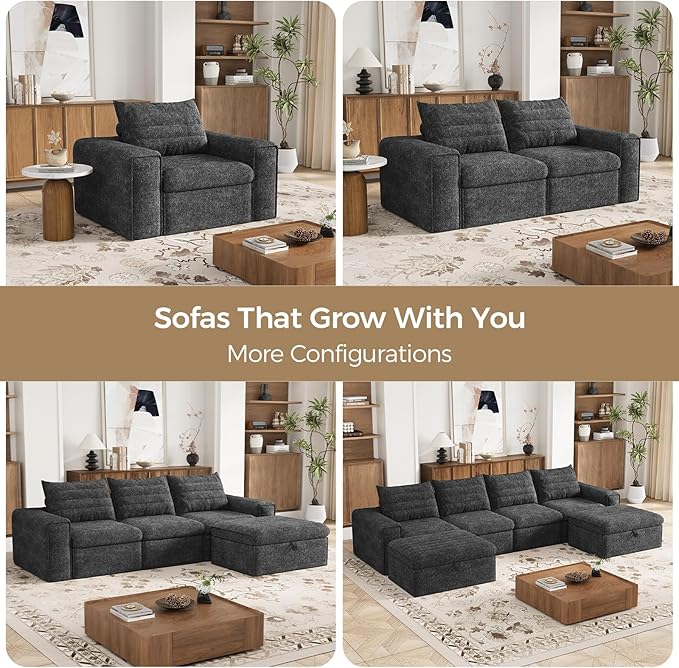 77" Cloud Loveseat Sofa, Deep Seat Couch with Pillows, Modern Comfortable Upholstery Boneless Sofa, 1 piece for Living Room, Bedroom, Apartment, Removable Cover，No Assembly Required, Dark Gray