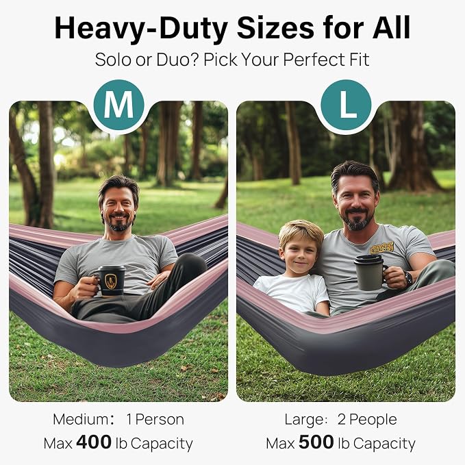 Kootek Camping Hammock, Portable Hammocks with Tree Straps & Attached Carry Bag, Camping Essentials Gear, Perfect for Outside Indoor Hiking Beach Backpack Travel - Image 2