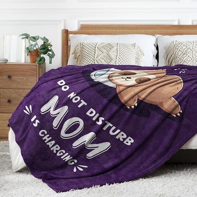Funny Gifts for Mom Mothers Day, Mom is Charging Sloth Blanket, Birthday Gifts for Moms from Daguther Son, Moms Gift for Christmas, Soft Sloth Throws Blanket for Mother 60" x 80"