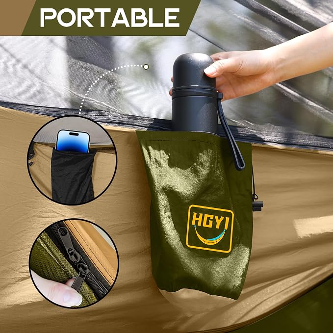 Camping Hammock Mosquito Net,Double & Single Portable Hammocks Hammocks with 2 Tree Straps,Hammock Tent for Travel Camping,Camping Accessories for Indoor Outdoor Hiking Backpacking Backyard Beach - Image 6