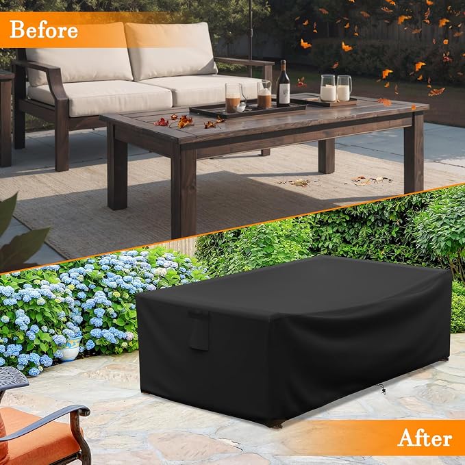 STARTWO Outdoor Dining Table Cover,60 Inch Small Rectangle Outside Patio Furniture Cover Waterproof-Black - Image 7