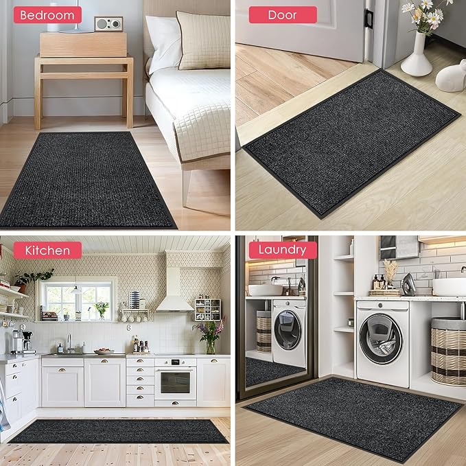 Kuyal Front Door Mat, 3'x6' Indoor Outdoor Entrance Mat, Commercial Floor Mats Inside Outside Entrance, Heavy Duty Durable Welcome, Rubber Backing Non Slip Outdoor Mats for Entryway,Black - Image 5