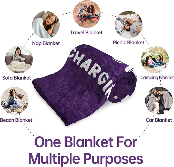 Funny Gifts for Grandma, Grandma is Charging Sloth Blanket, Birthday Gifts for Grandmas from Grandkids,Grandmas Gitts for Mothers Day Christmas, Soft Sloth Blanket for Grandmother, Purple, 60" x 80"