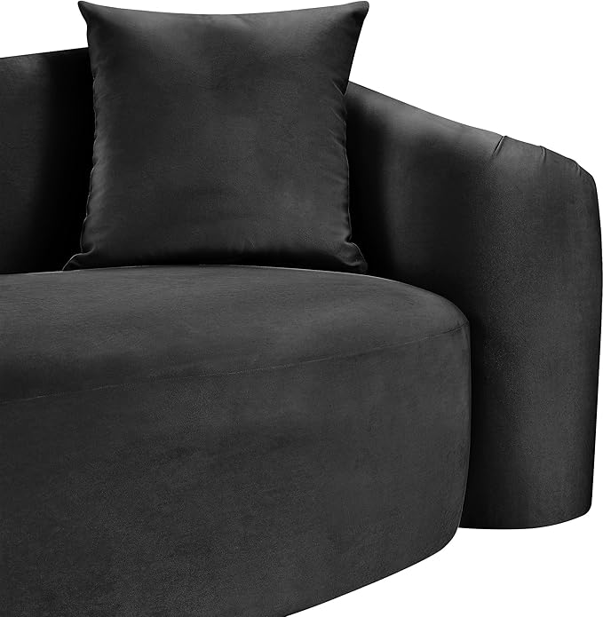 Meridian Furniture 44052Black-S Destin Collection Modern | Contemporary Sofa with Ultra Luxe Black 460 GSM Velvet, Rich Curves, 91" W x 34.5" D x 31" H, Black