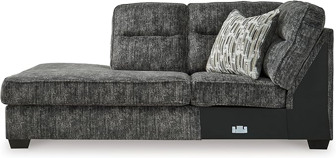 Signature Design by Ashley Lonoke Casual Left-Arm Facing 2-Piece Sectional with Chaise, Loose Seat Cushions, Throw Pillows Included, Gray