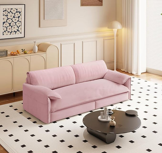 Eafurn 66" Convertible Sofa Bed Queen Size, 3-in-1 Pull Out Sleeper Couch Sofabed, Modern Velvet Loveseat Chaise Lounge w/Side Storage Pocket for Living Room Office | Removable Cushions