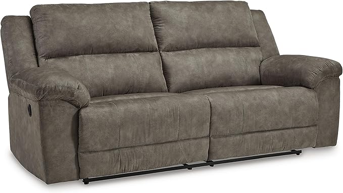 Signature Design by Ashley Laresview Contemporary Faux Leather Manual 2 Seat Reclining Sofa, Gray