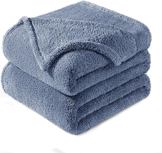Exclusivo Mezcla Twin Size Blanket for Bed, Super Soft Velvet Plush Fleece Blankets, Fuzzy Cozy and Warm for Winter, 60x80 Inches, Stone Blue