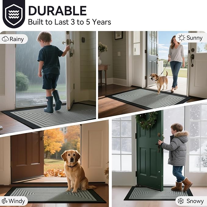 Front Door Mat 24''x35'', Absorbent Dirt Resist Washable Non Slip Low-Profile Indoor Doormat, Easy Clean Entryway Welcome Door Mats, Grey - Image 9