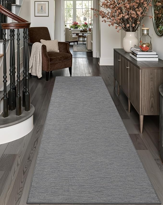 DEXI Hallway Runner Rug 2'x7', Non Slip Rubber Backed Runners Carpet, Ultra Thin Entryway Rugs Indoor for Kitchen Hallway Entrance Bedroom, Grey by DEXI