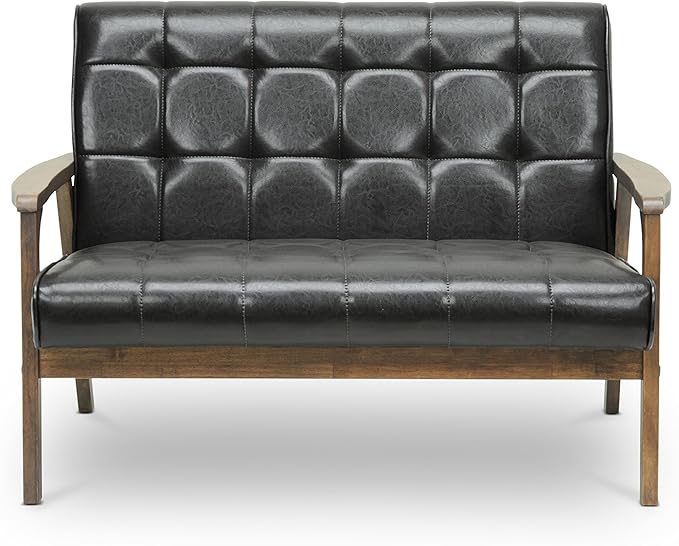 Baxton Studio Mid-Century Masterpieces Love Seat, Brown