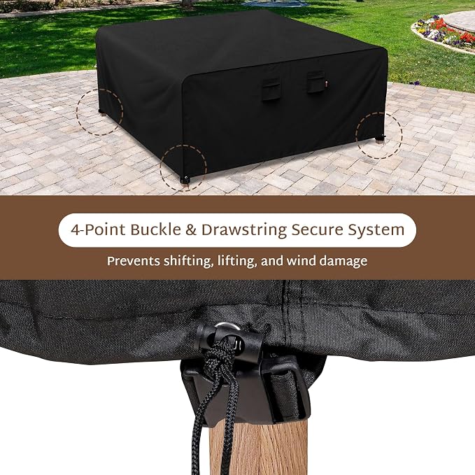 iBirdie Outdoor Patio Furniture Set Covers 54 x 54 inch fit 4 x 4 ft, 54, 52, 50 inch Wide, Waterproof Weatherproof Square Cover, Heavy Duty 600D for Outside Dining Table and Chairs - Image 5