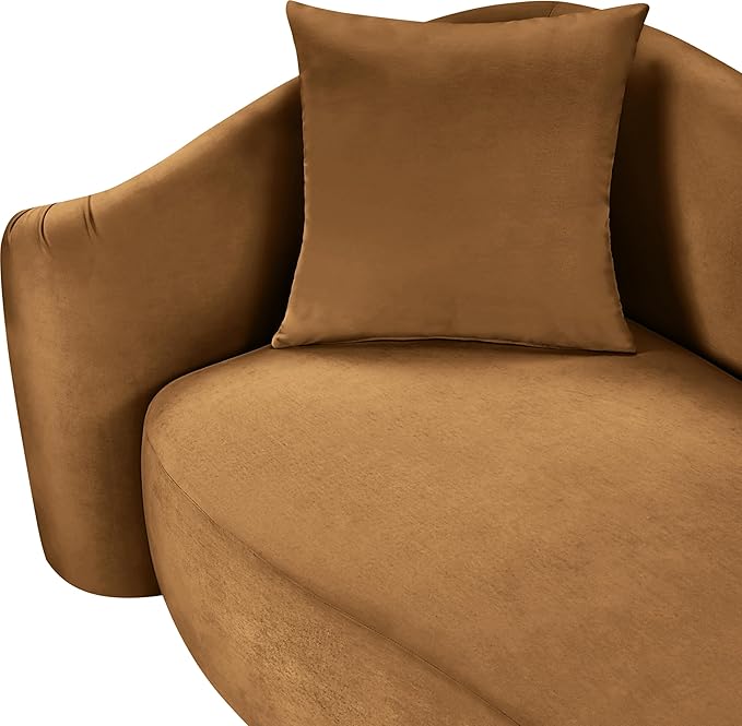 Meridian Furniture 44052Saddle-S Destin Collection Modern | Contemporary Sofa with Ultra Luxe Saddle 460 GSM Velvet, Rich Curves, 91" W x 34.5" D x 31" H, Saddle