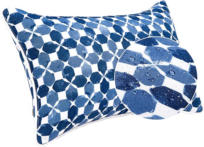 JMGBird Outdoor Throw Pillows Set of 2-12x20 Inch Water-Repellent Decorative Cushions for Patio Furniture, Garden Couch, Outdoor Living Spaces (Blue)