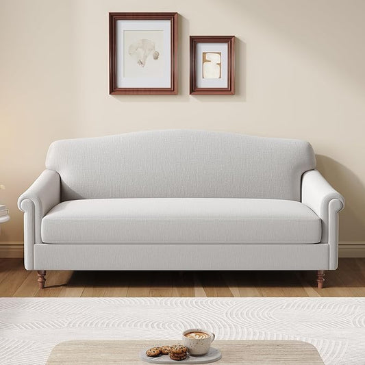 Christopher Knight Home Sola 77.5'' Modern Chenille Upholstered Loveseat Sofa with Rolled Armrest and Rubberwood Frame, 2-Seater Home Sofa Living Room, Comfy Couch for Hotel/Apartment, Light Grey