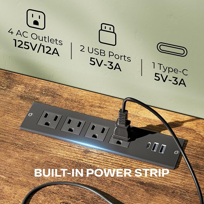 Huuger TV Stand Dresser with Power Outlets and LED Lights, 4 Drawers Entertainment Center with Shelves, 54 Inch Media Console for 55 60 Inch TV, 4 AC Outlets, 2 USBs, Rustic Brown - Image 3