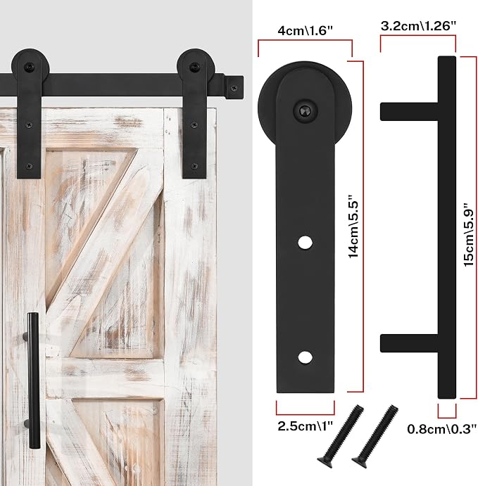 COGOOD Farmhouse Barn Door Mirror - 37" x 26" Rustic Wood Framed Mirror Wall Decor for Dining Room, Bathroom, Living Room, Bedroom Decorative, Rustic White - Image 5