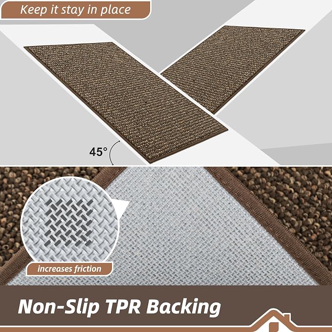 BEQHAUSE Dirt Trapper Door Mat 20" x 48", Non-Slip Washable Doormats Entrance Mat, Dirt Resistant and Absorbent Welcome Mat, Low Profile Floor Mats for Front Back Door and Entryway, Brown - Image 6