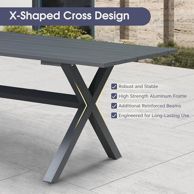 PURPLE LEAF 16 Pieces Patio Dining Set Wicker Outdoor Furniture Rectangular Table and Chairs Set for Garden Deck Aluminum Frame Backyard Kitchen Set, Cushions and Pillows Included Grey - Image 2