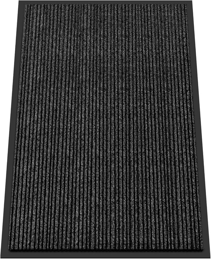 Kuyal Front Door Mat, 2'x3' Indoor Outdoor Entrance Mats, Commercial Floor Inside Outside Entrance, Heavy Duty Durable Welcome Mat, Rubber Backing Non Slip Outdoor Mats for Entryway,Dark Gray by Kuyal