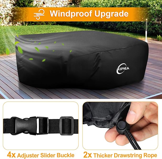 Kipiea Patio Furniture Covers Waterproof Winter, Heavy-Duty 420D Outdoor Patio Furniture Set Covers, No Tears Anti UV No Fading (78" L x 58" W x 28" H) - Image 6
