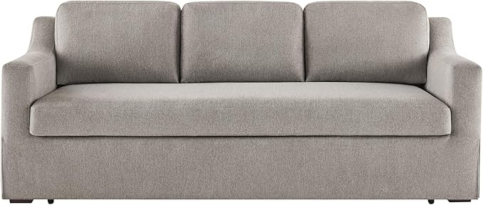 Serta® Hawthorne 90.6" Slipcovered Queen-Size Convertible Pop-up Sofa, Dreamcoil® Comfort, Woven Polyester Blend Fabric, Flax