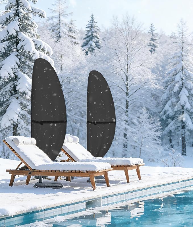 ULTCOVER Patio Parasol 600D Waterproof Outdoor Offset Banana Style Umbrella Cover - Fits Cantilever Offset Umbrella 12-14 Feet, Black - Image 7