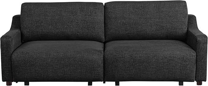 Serta Glendale 90.2" Queen Size Wall-Hugging Convertible Sofa, Dreamcoil Comfort, Chenille Fabric, Black